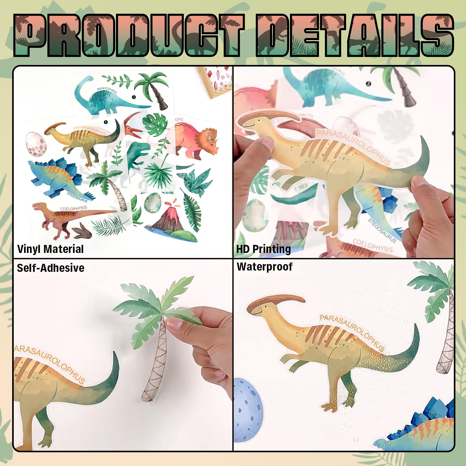 PartyGarden dino palm tree wall art blends adventure with tropical charm
