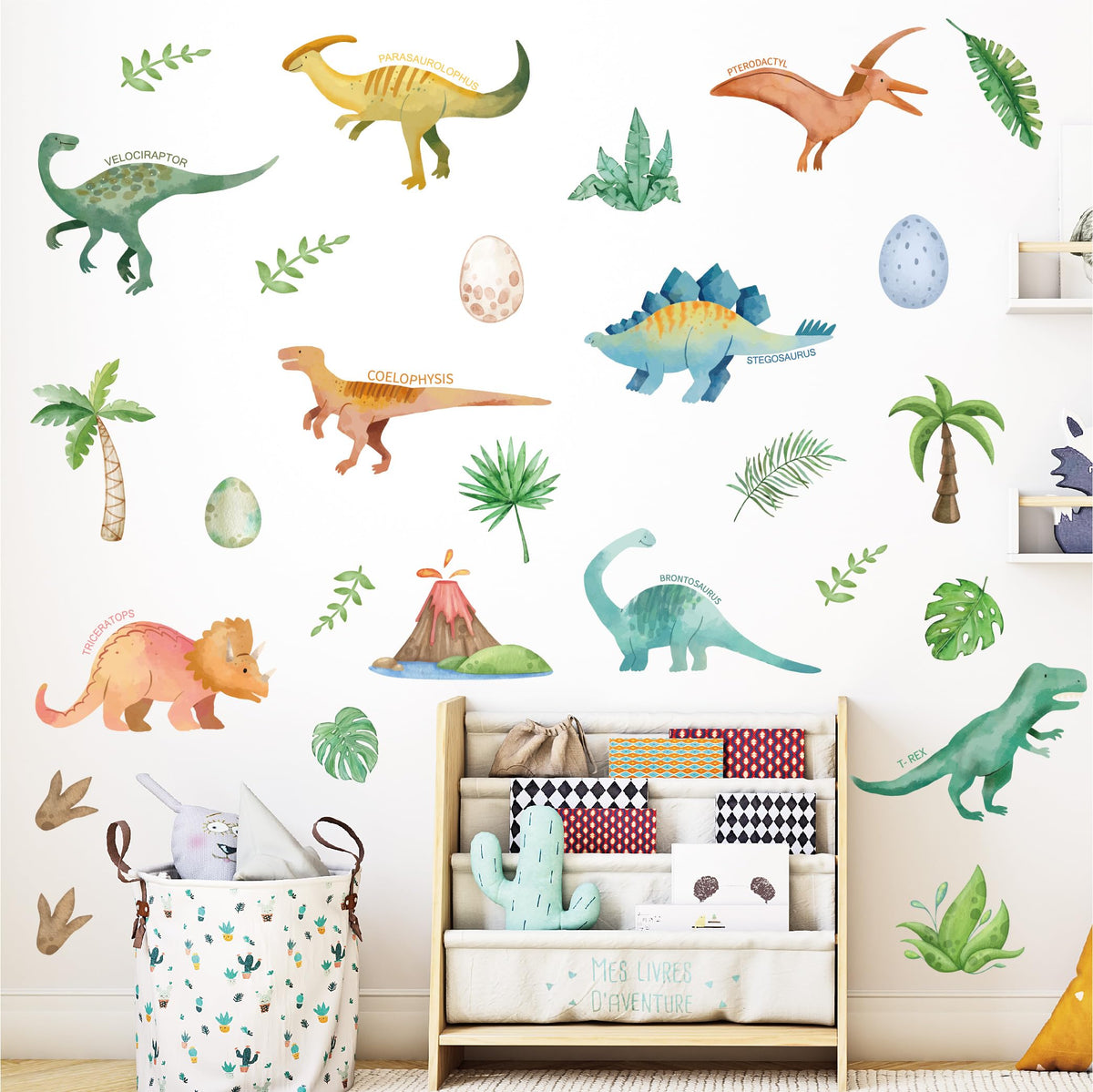 PartyGarden dinosaur wall decals set adds bright prehistoric scenes to kids' rooms