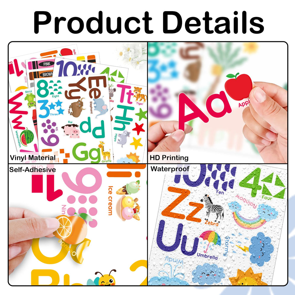 PartyGarden Educational wall stickers for playroom classroom illustrate letters numbers and animals.