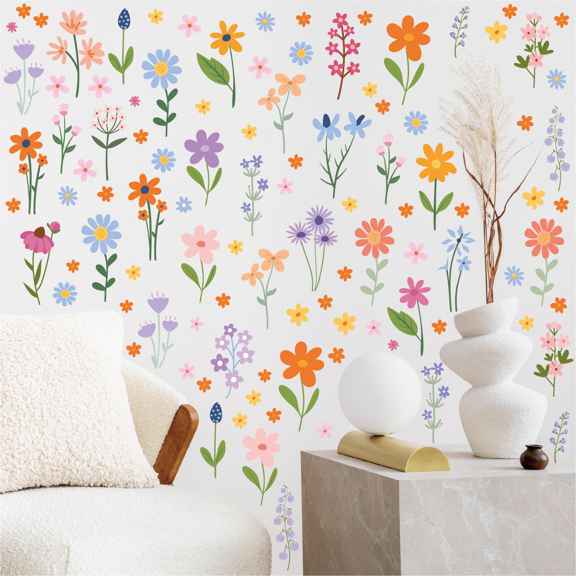 PartyGarden flower wall decals sheets showcase vibrant spring colors for room refresh.