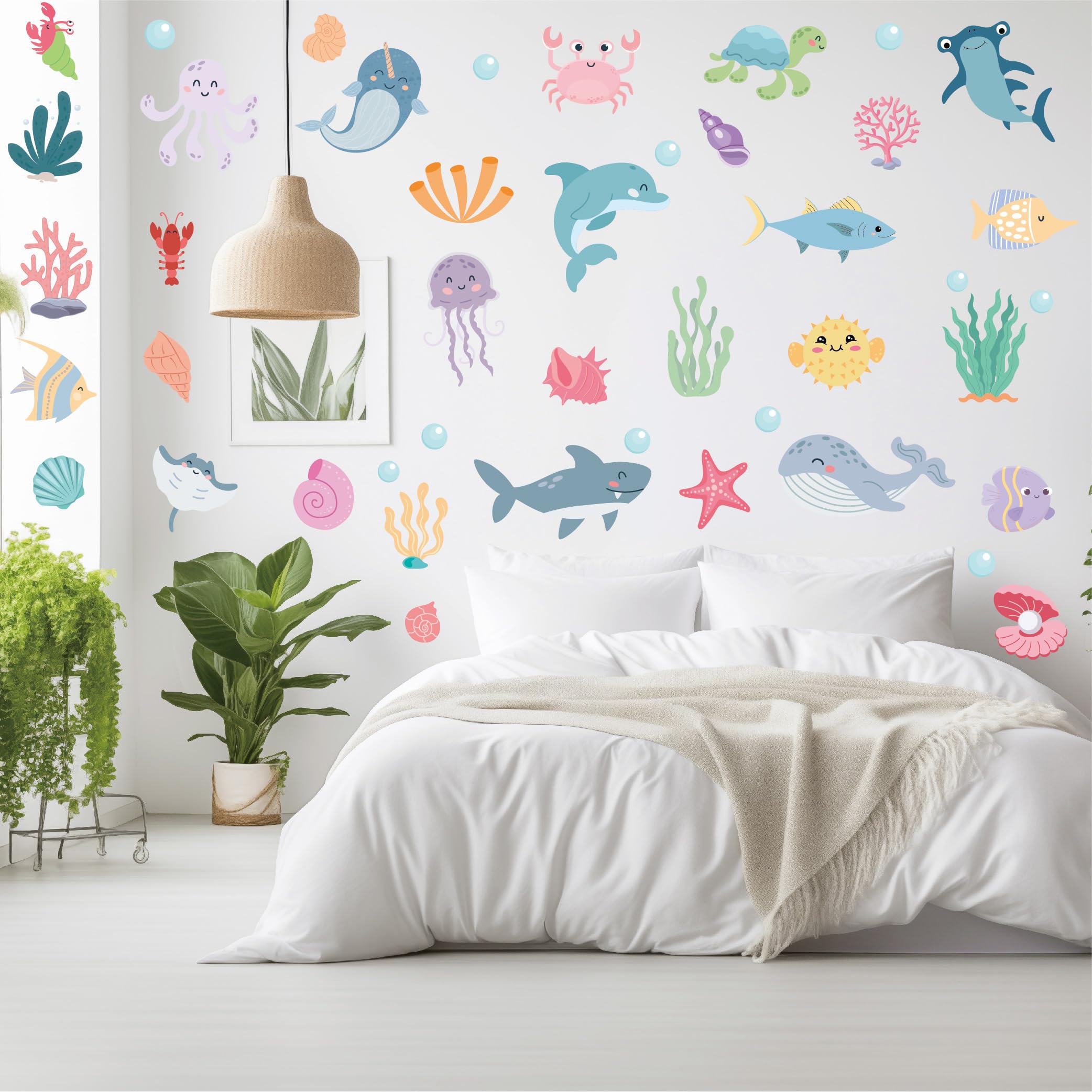 PartyGarden ocean animals wall decals jellyfish vibrant colors spark imagination in playroom.