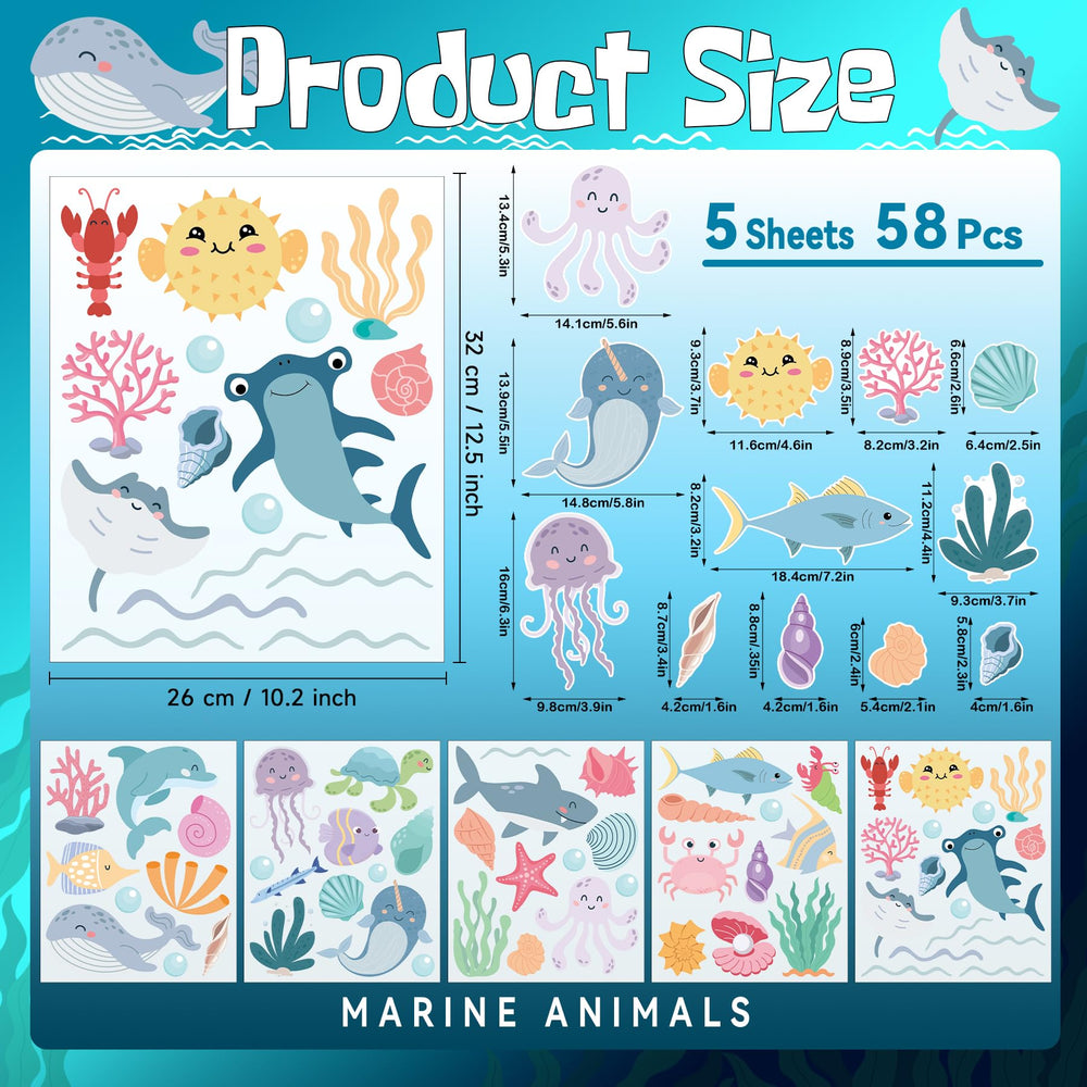 PartyGarden ocean animals wall decals seagrass coral bright details for learning corners.
