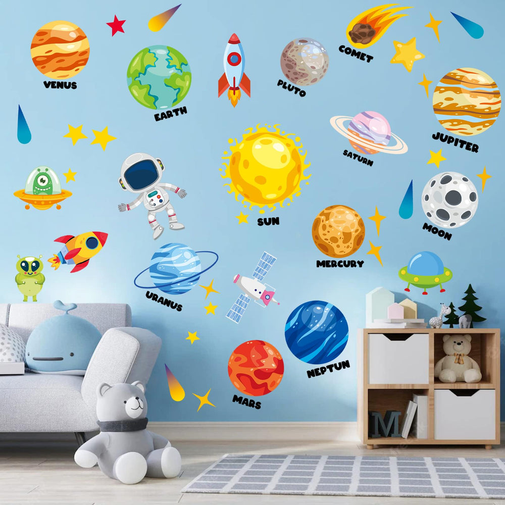 PartyGarden planets and rockets image brightens walls for engaging space decor