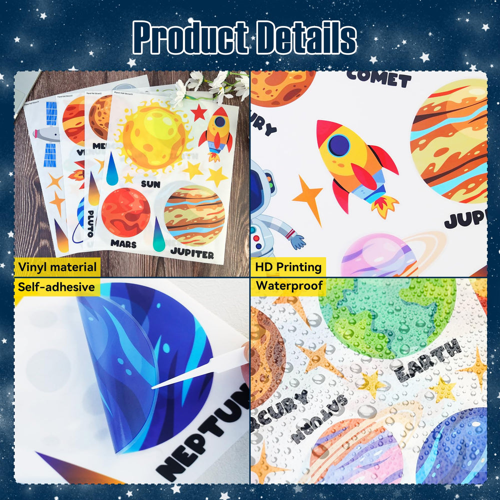 PartyGarden space decals on doors or glass create easy, mess-free decor upgrades