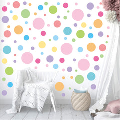 Partygarden polka dots wall decal close-up showing candy colors for bright walls.