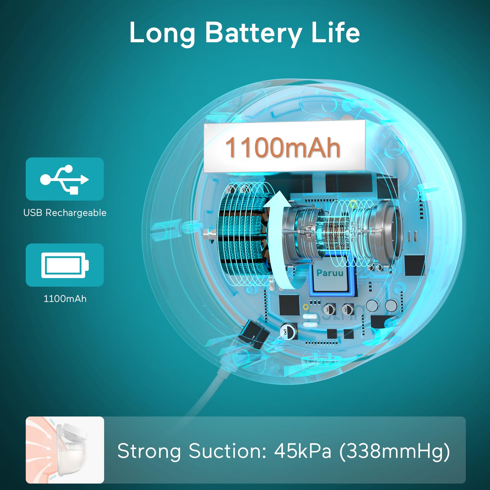 Paruu P10 BPA-free silicone components ensure safe pumping