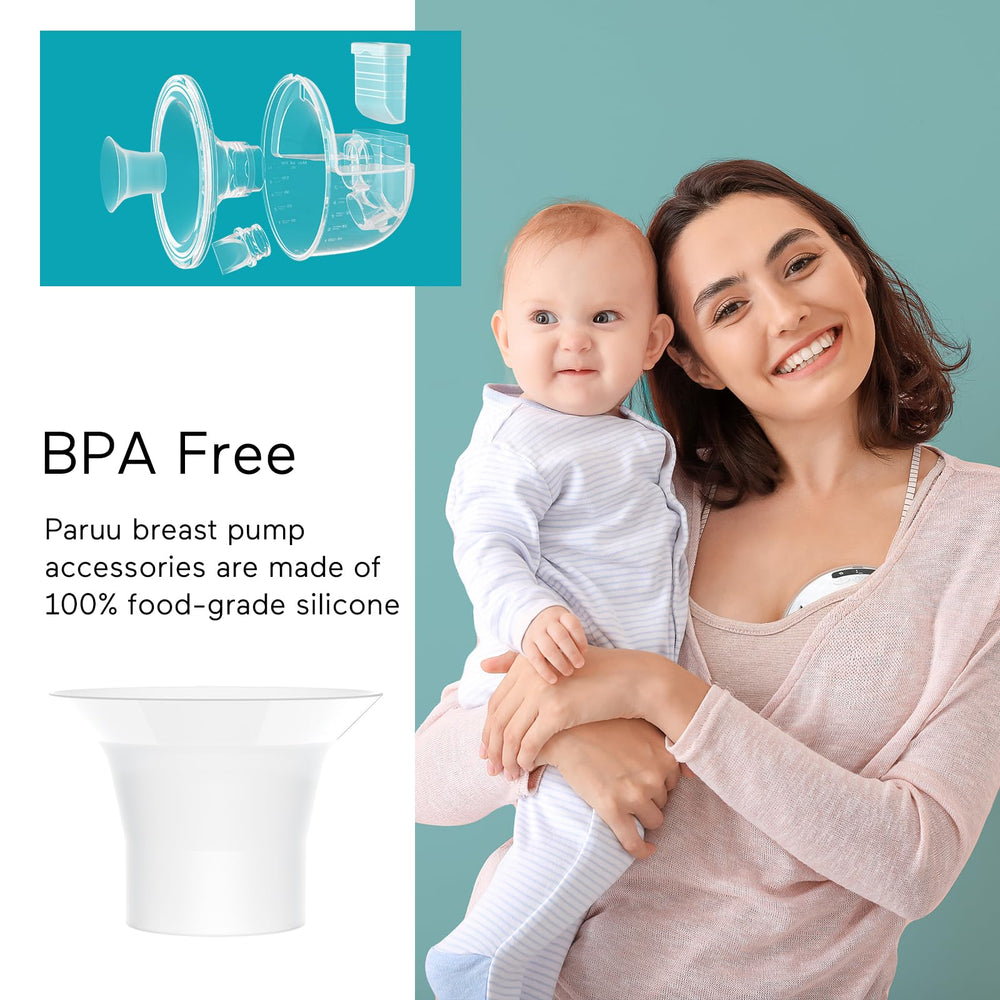 Paruu P10 flange insert 24mm silicone close-up, BPA-free material for safe milk contact.