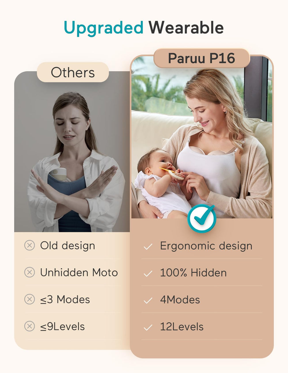 Paruu P16 uses BPA-free silicone and is FDA-certified for safety