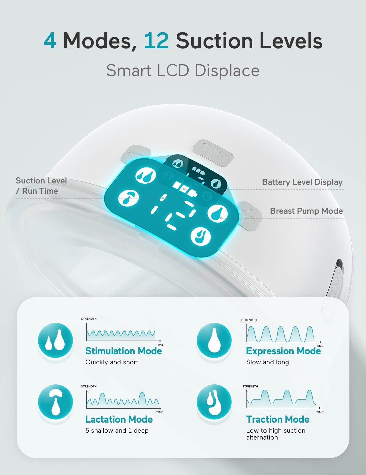Paruu P16 LED display shows battery, mode, and suction levels for easy monitoring.