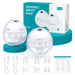 Paruu P16 wearable pump front view enables discreet hands-free pumping.
