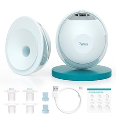 Paruu P20 wearable design image shows discreet, hands-free pumping on the go.