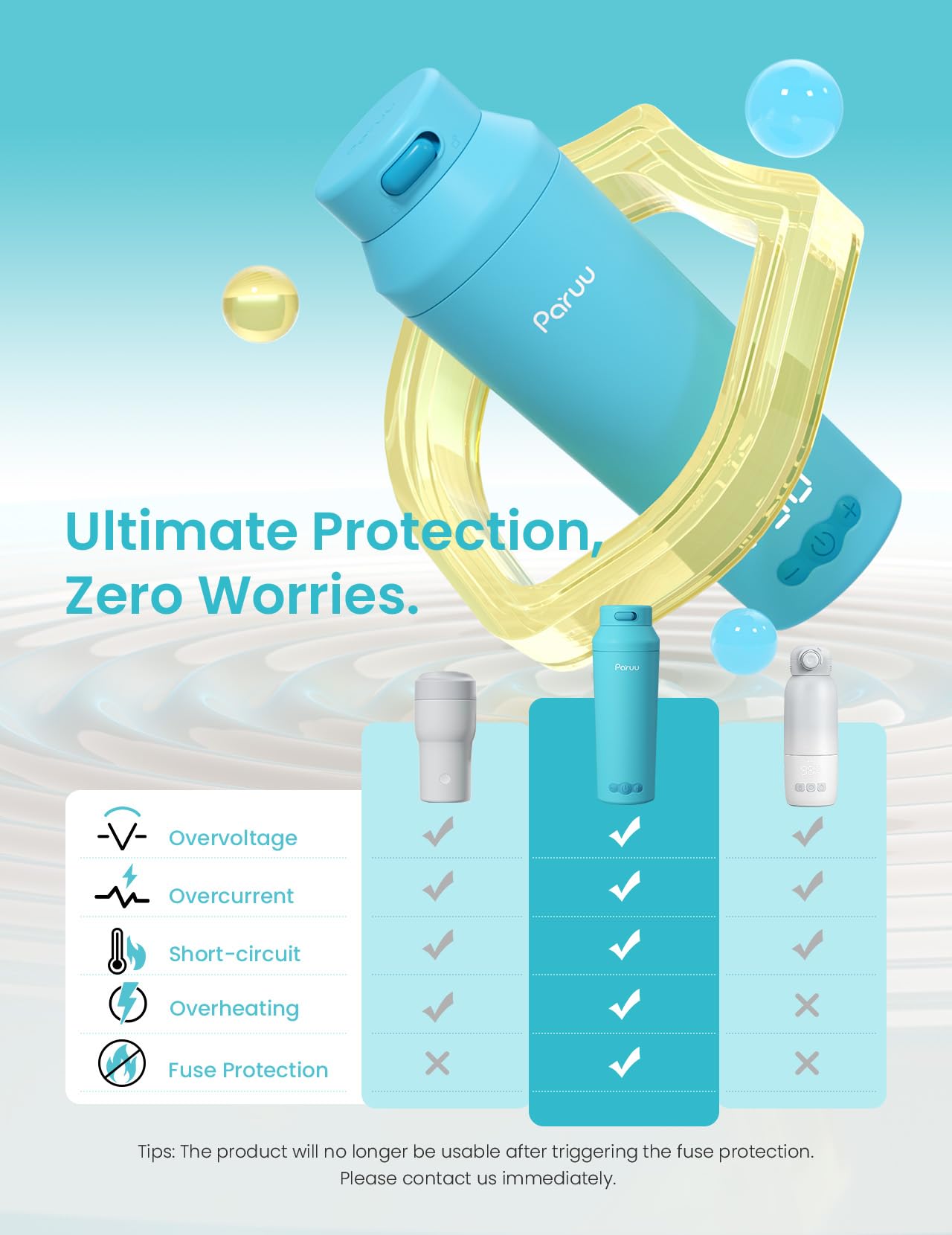 Paruu portable bottle warmer 30W fast-charge, long daily usability.