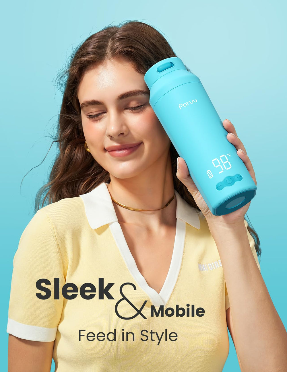 Paruu portable bottle warmer with child-lock, prevents accidental leaks.