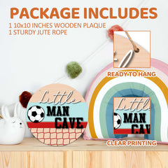 Patcate Little Man Cave Sign hanging-rope design enhances entryways and doors