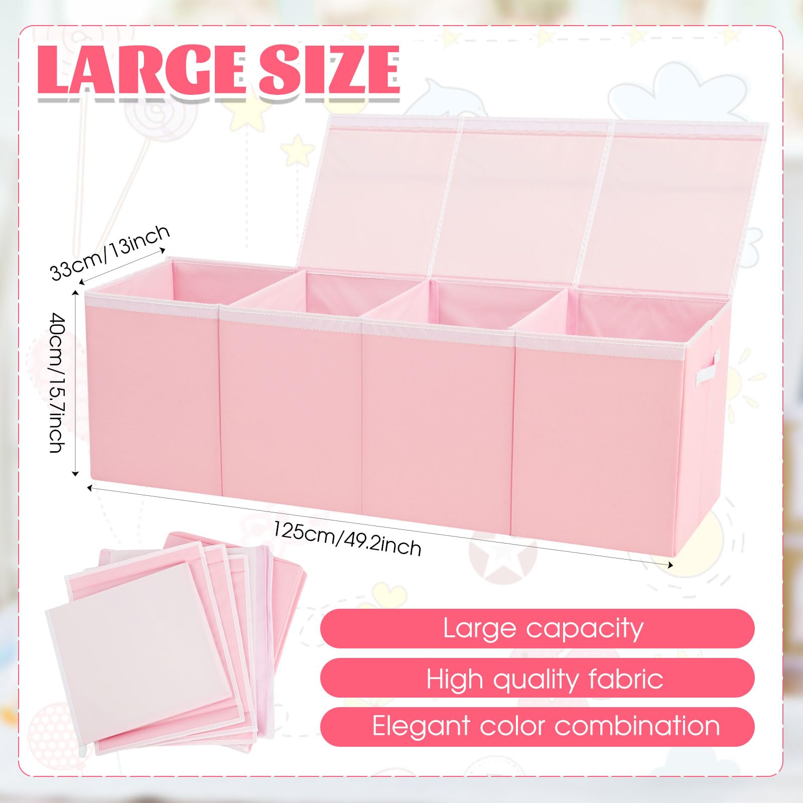 Patelai Extra Large Toy Box in collapsible form saves space when stored