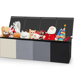 Patelai extra large toy box front view shows ample storage for toys and books.