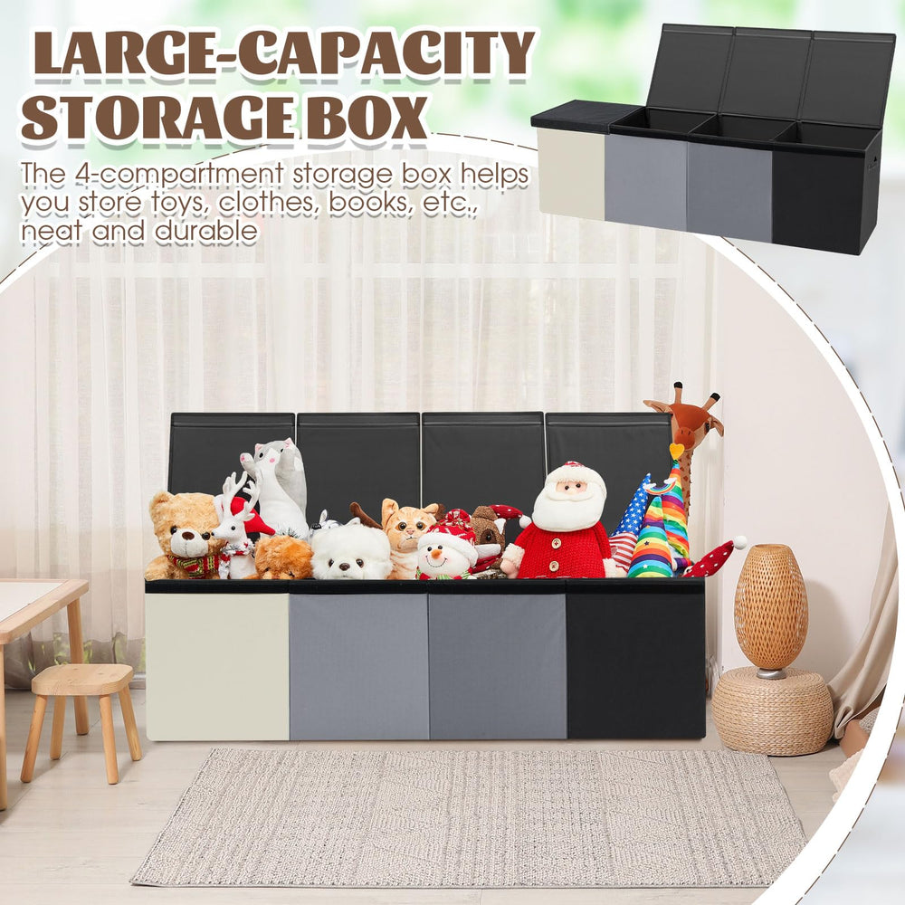 Patelai extra large toy box inside dividers shows organized separation of items.