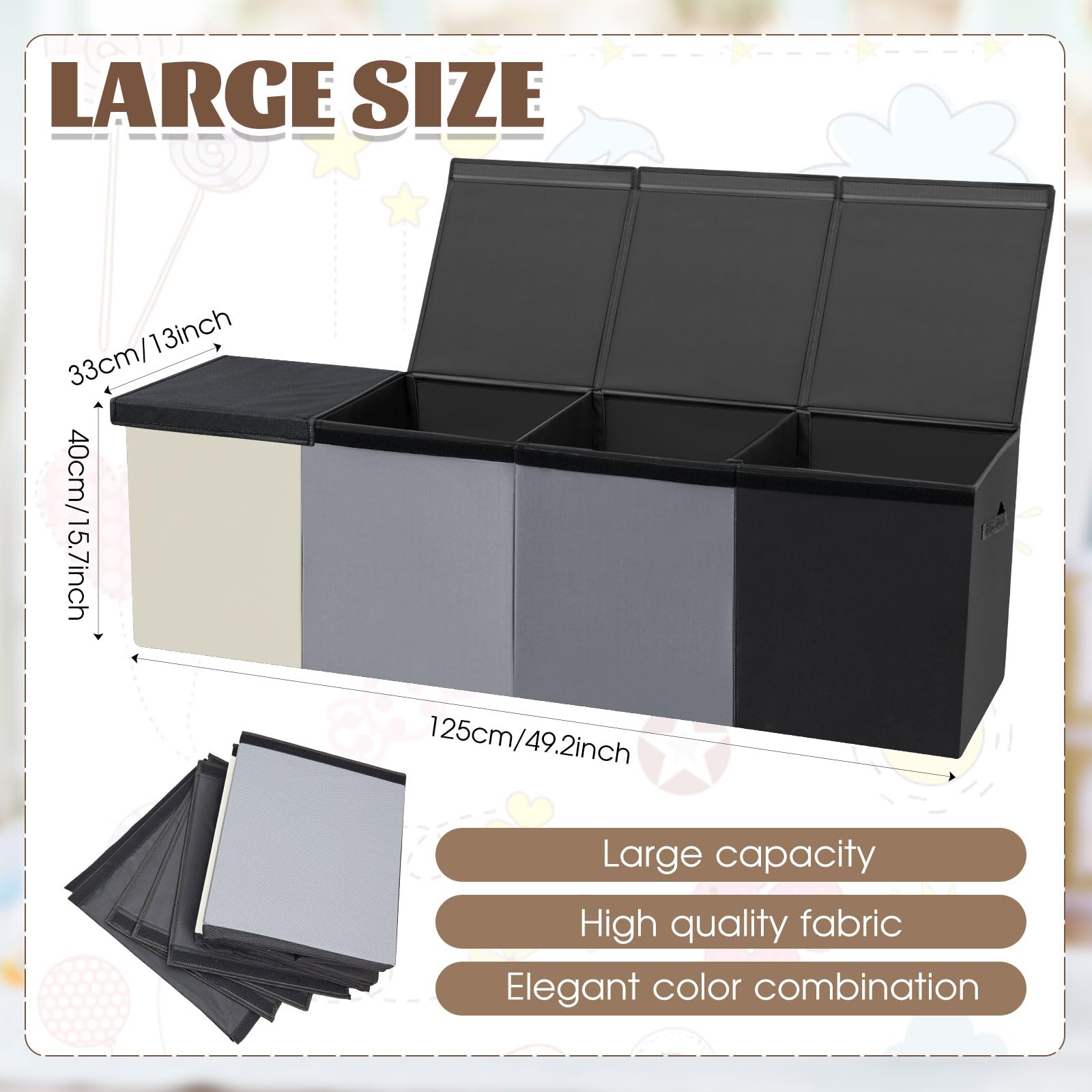 Patelai extra large toy box lid open enables easy access during playtime and cleanup.