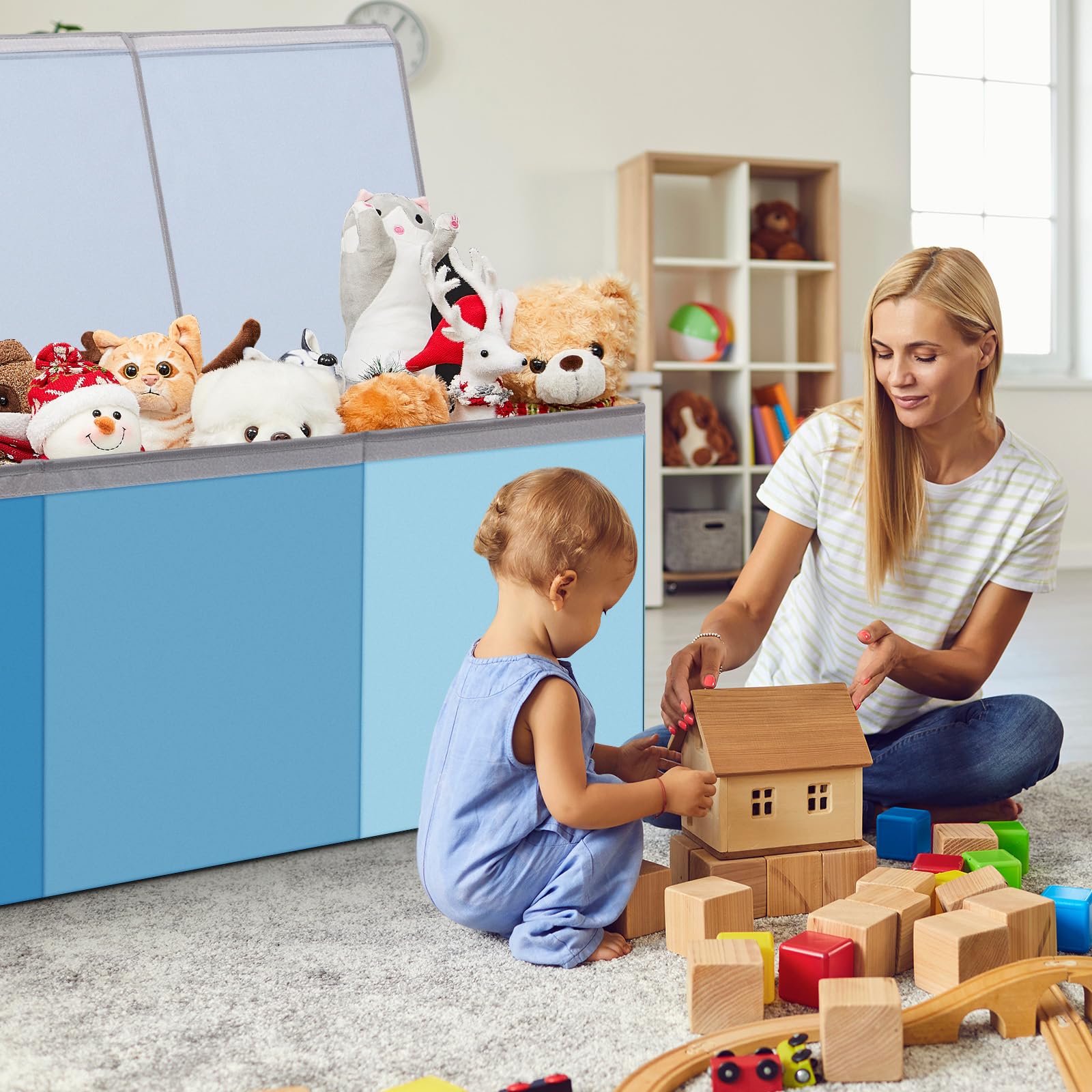 Patelai blue color complements living rooms and nurseries with versatile style.