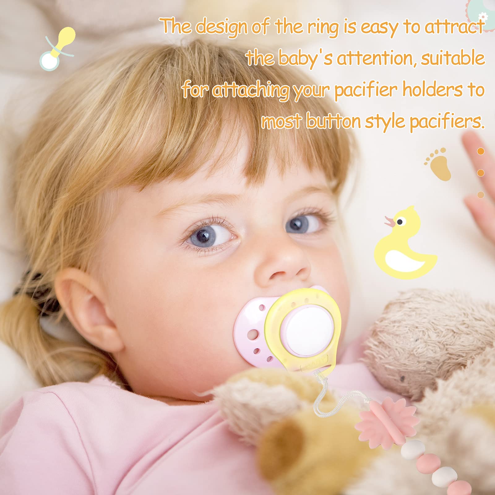 Patelai pacifier clips gripping a blanket ribbon up to 20mm.