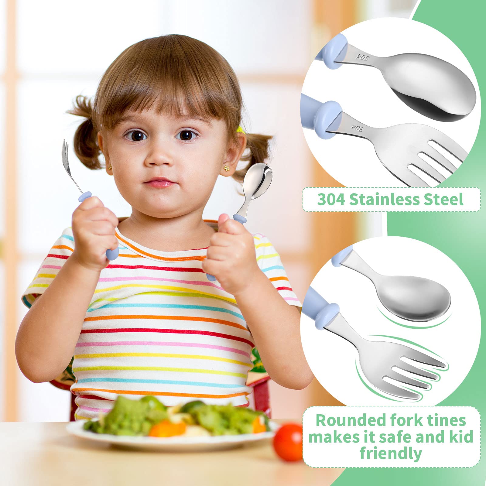 Patelai round-handle design toddler utensils for a comfortable grip