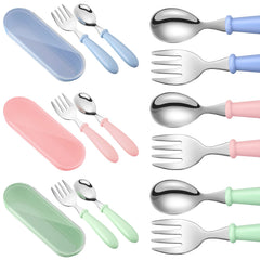 Patelai toddler utensils stainless steel fork close-up with rounded tines for safe self-feeding