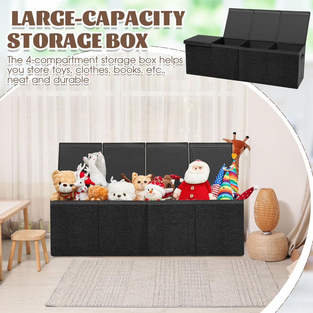 Patelai collapsible gray toy chest blends with modern nursery decor.