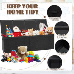 Patelai toy box chest folded for compact storage in small spaces.
