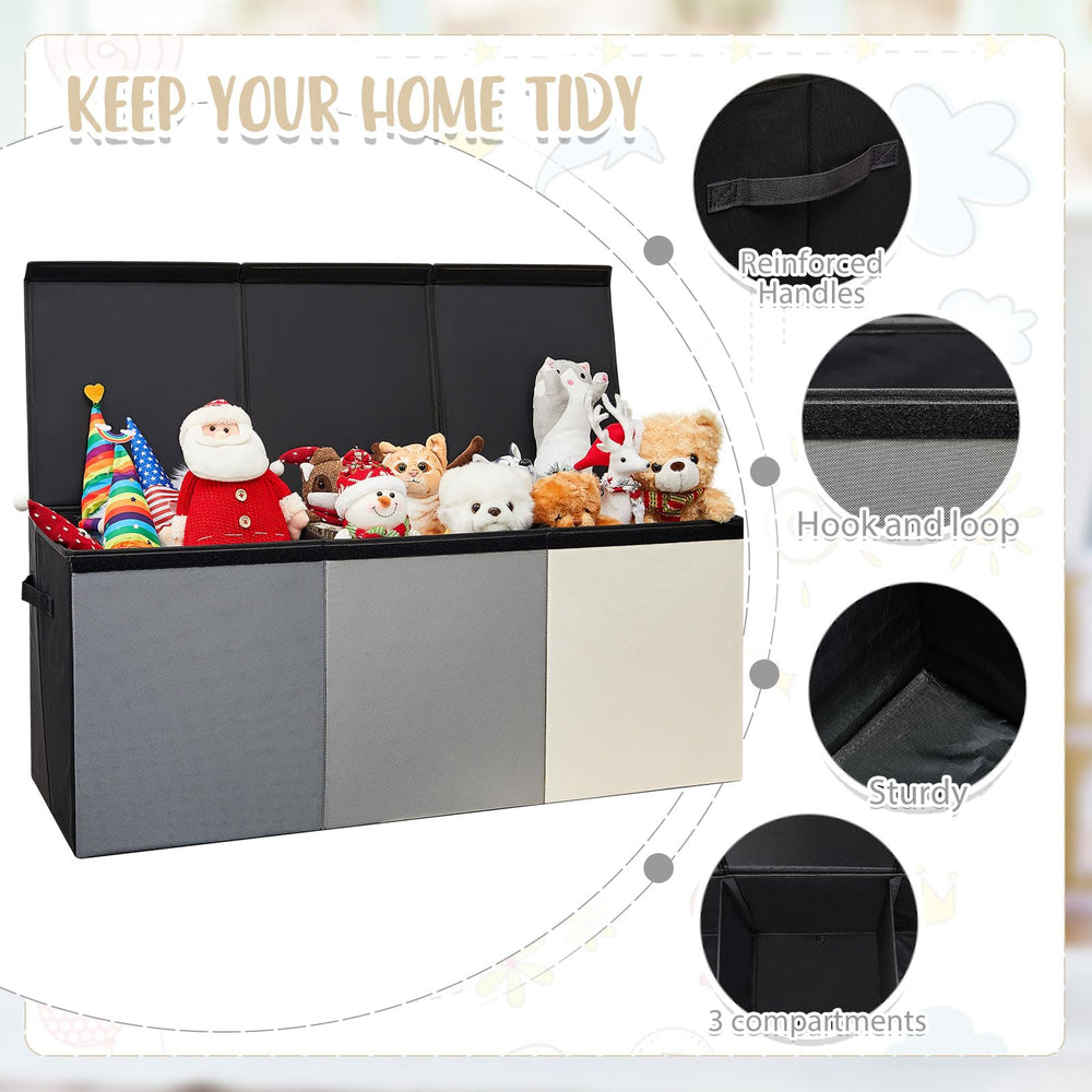 Patelai toy box chest gray folded for compact storage