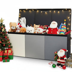 Patelai toy box chest gray front view showing large storage capacity
