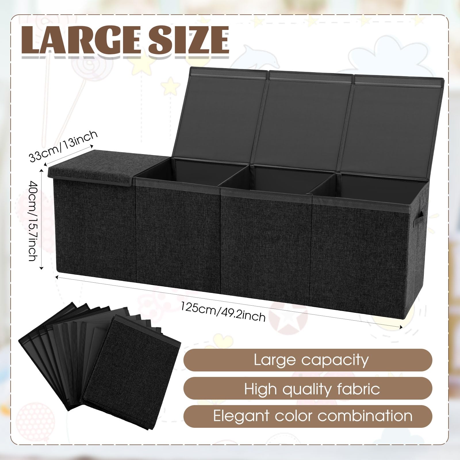 Patelai toy box chest lid closed protects toys from dust in nursery.