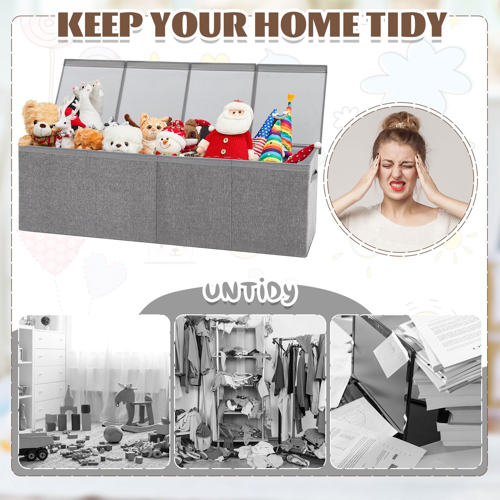 Patelai toy box large capacity in living room helps reduce clutter.
