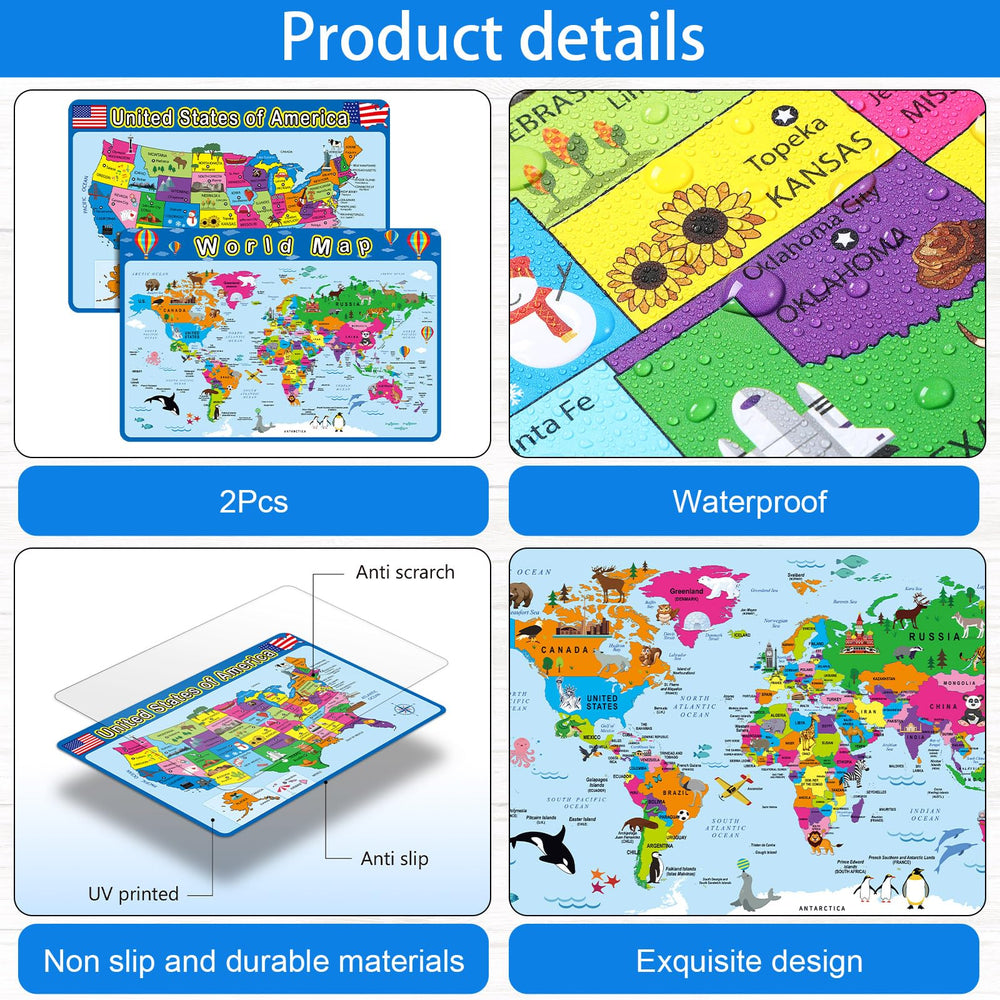 Patelai World Map Placemat with vivid features for interactive learning sessions.
