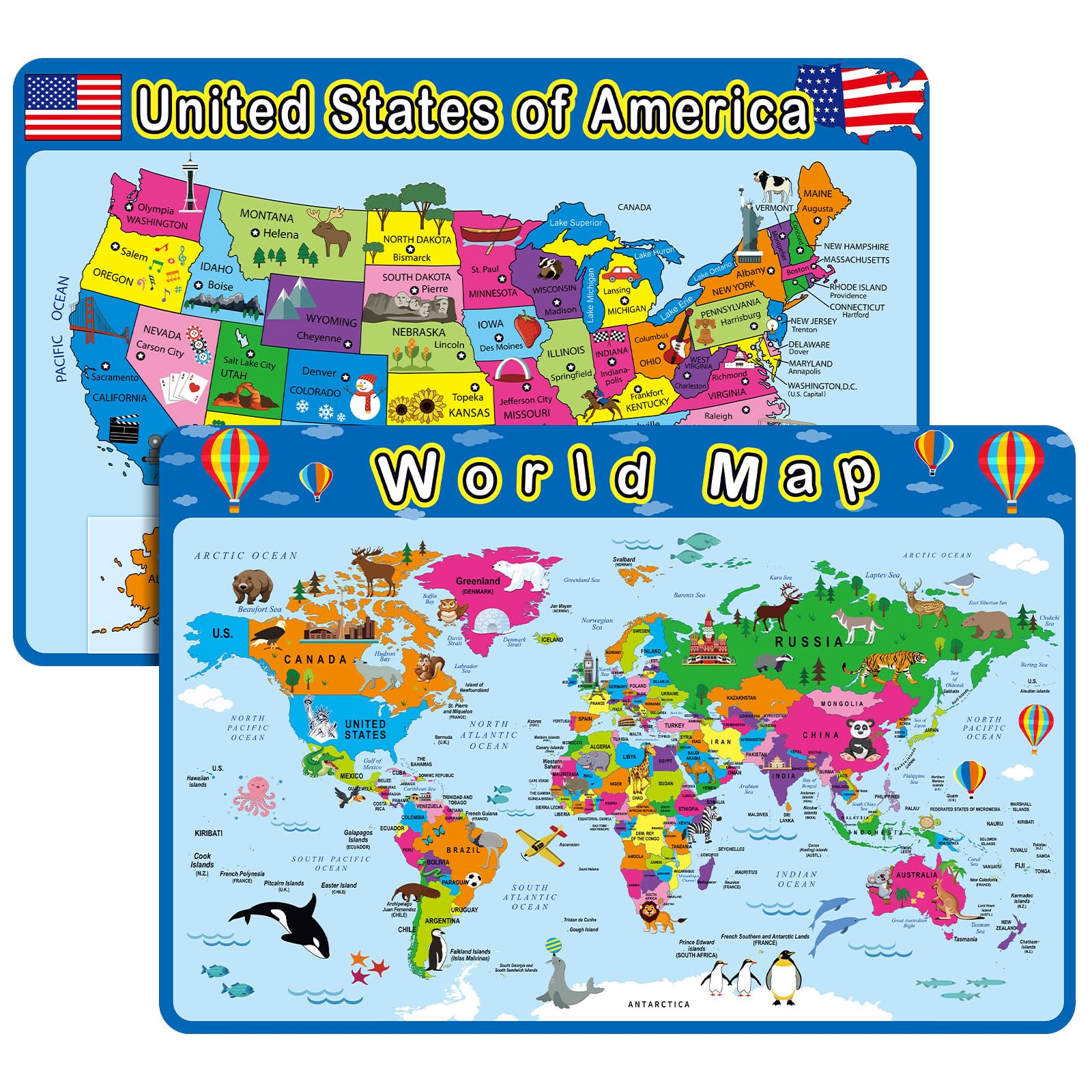 Patelai World Map Placemat with colorful details for geography learning during meals.