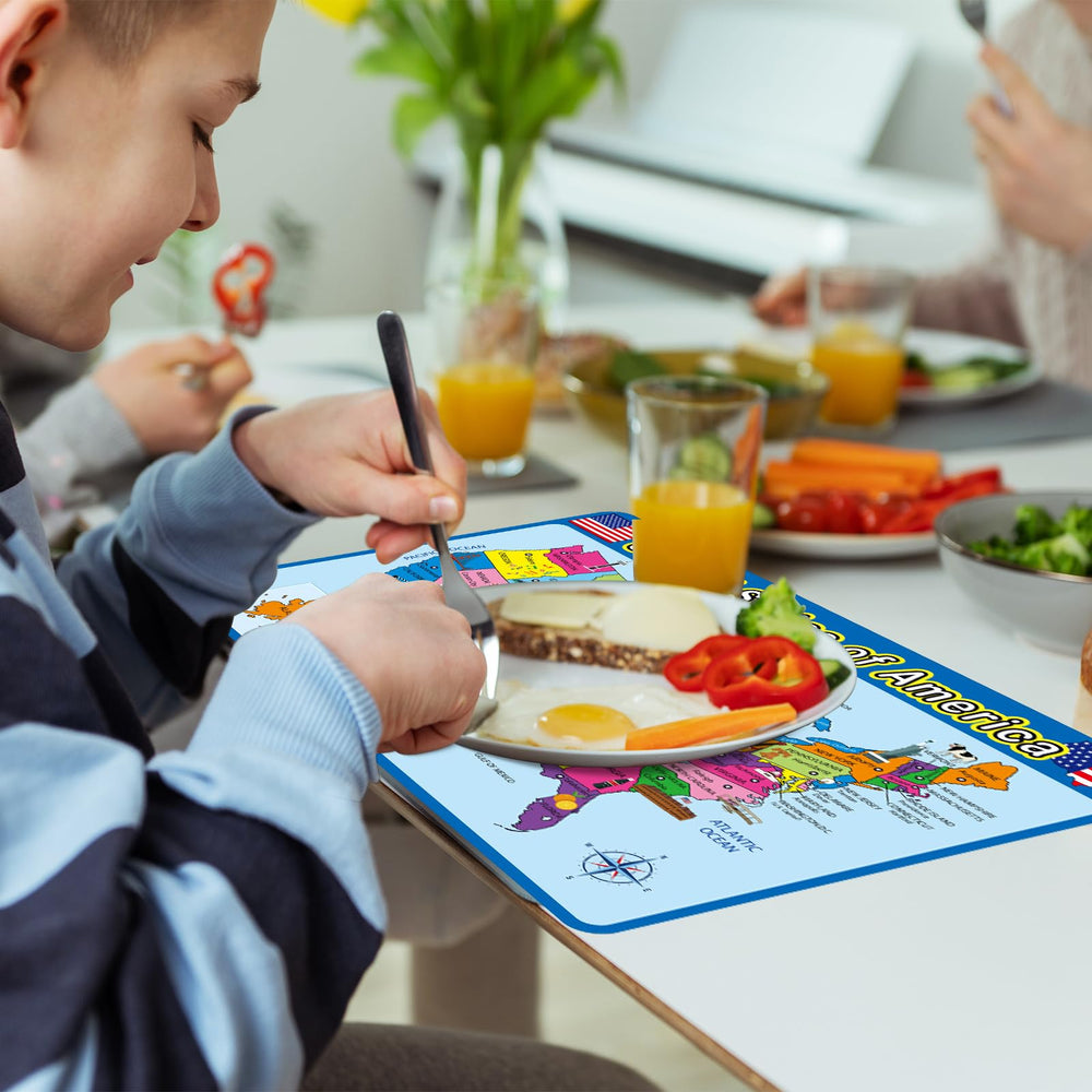 Patelai World Map Placemat with easy wipe-clean surface for quick cleanup.