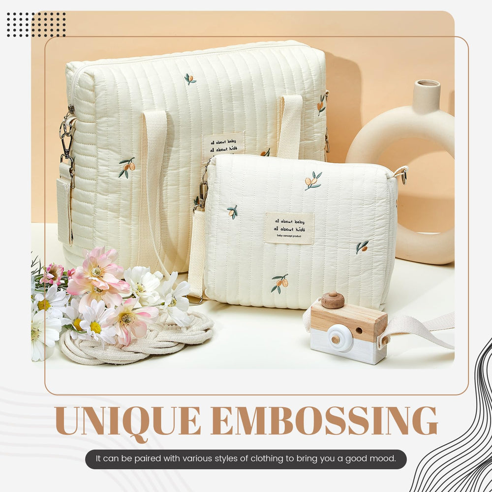 Paterr diaper bag tote olive flower interior space highlights organized compartments for quick changes.
