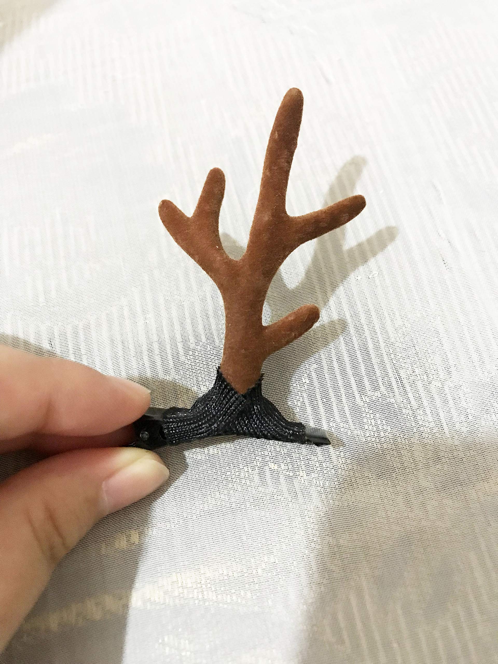Patiky antlers hair clip brown deer horn with flowers, festive gift-ready accessory