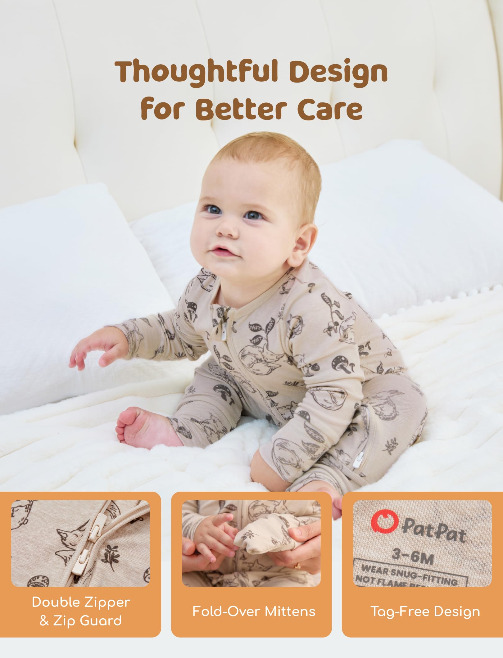 PATPAT Sunrise Haven tag-free neck area offers itch-free comfort.