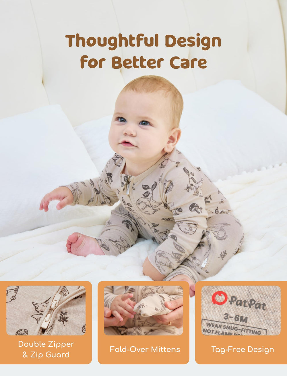 PATPAT Sunrise Haven tag-free neck area offers itch-free comfort.
