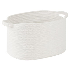 Patvingot basket white closeup weave highlights natural cotton rope ideal for safe toy storage.