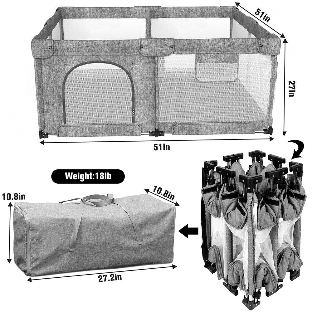 Patywaga foldable playpen compact fold to save space in homes and car trunks.