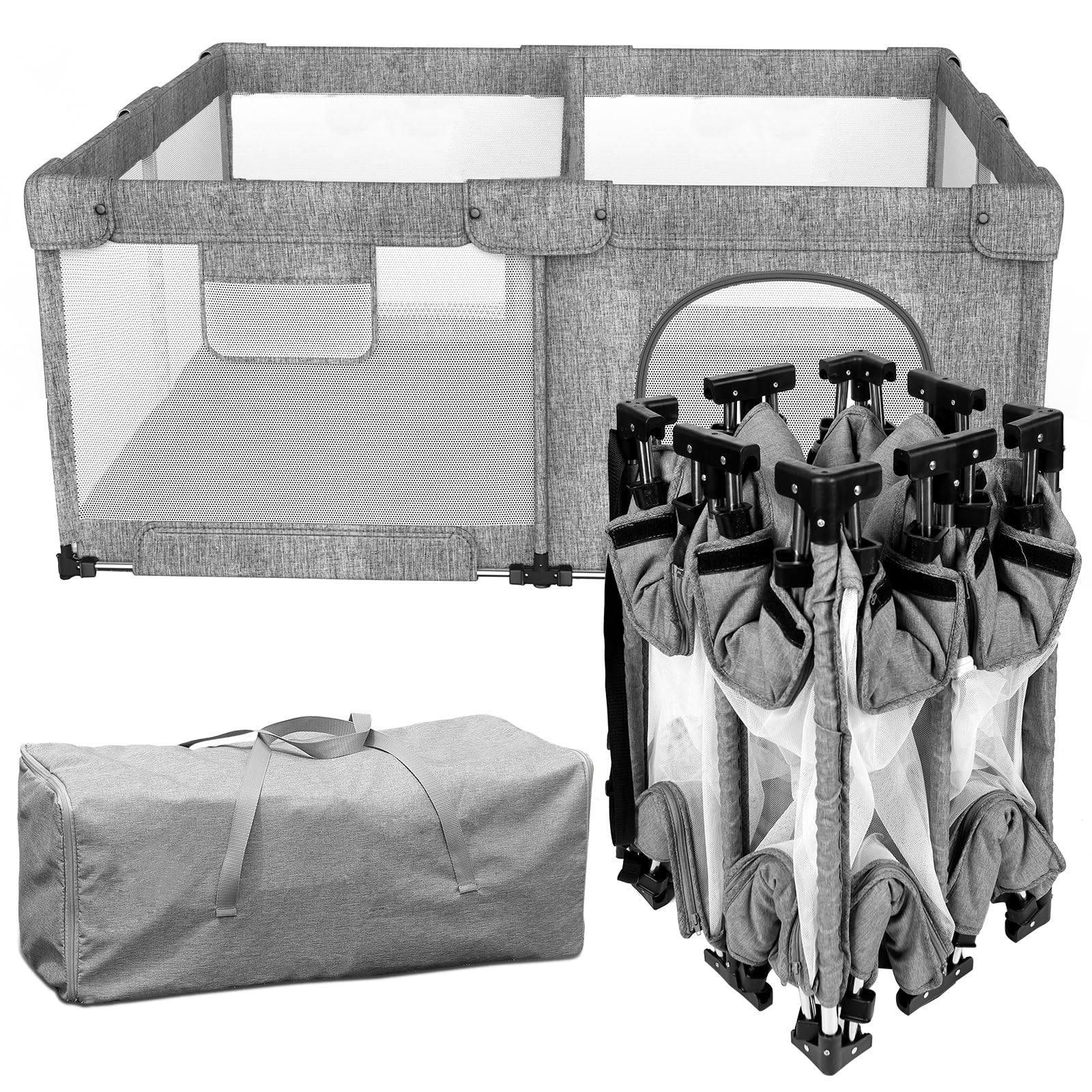 Patywaga foldable playpen gate setup demonstrates fast pop-open containment for busy families.