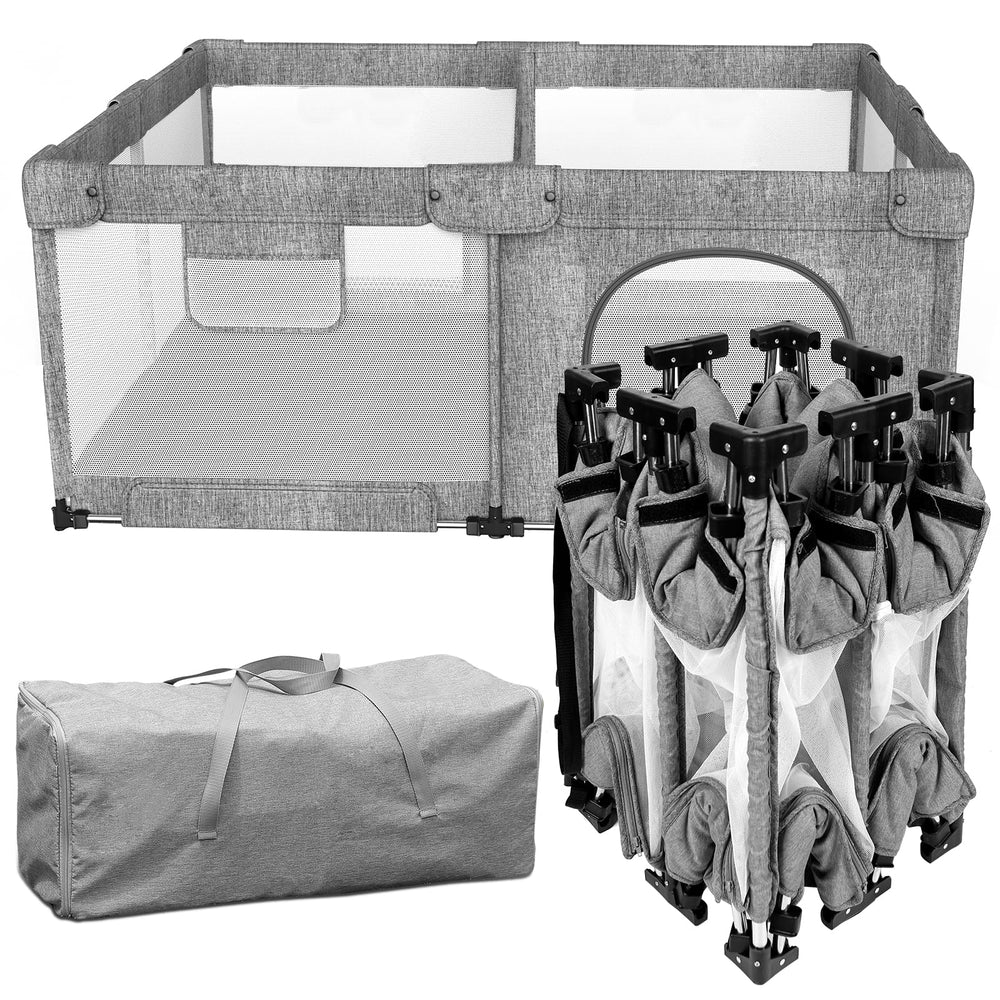 Patywaga foldable playpen gate setup demonstrates fast pop-open containment for busy families.
