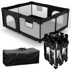 Patywaga foldable playpen setup enables quick, safe baby playtime anywhere.