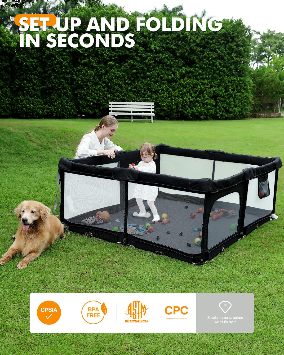 Patywaga playpen carry bag image depicts portable travel setup.