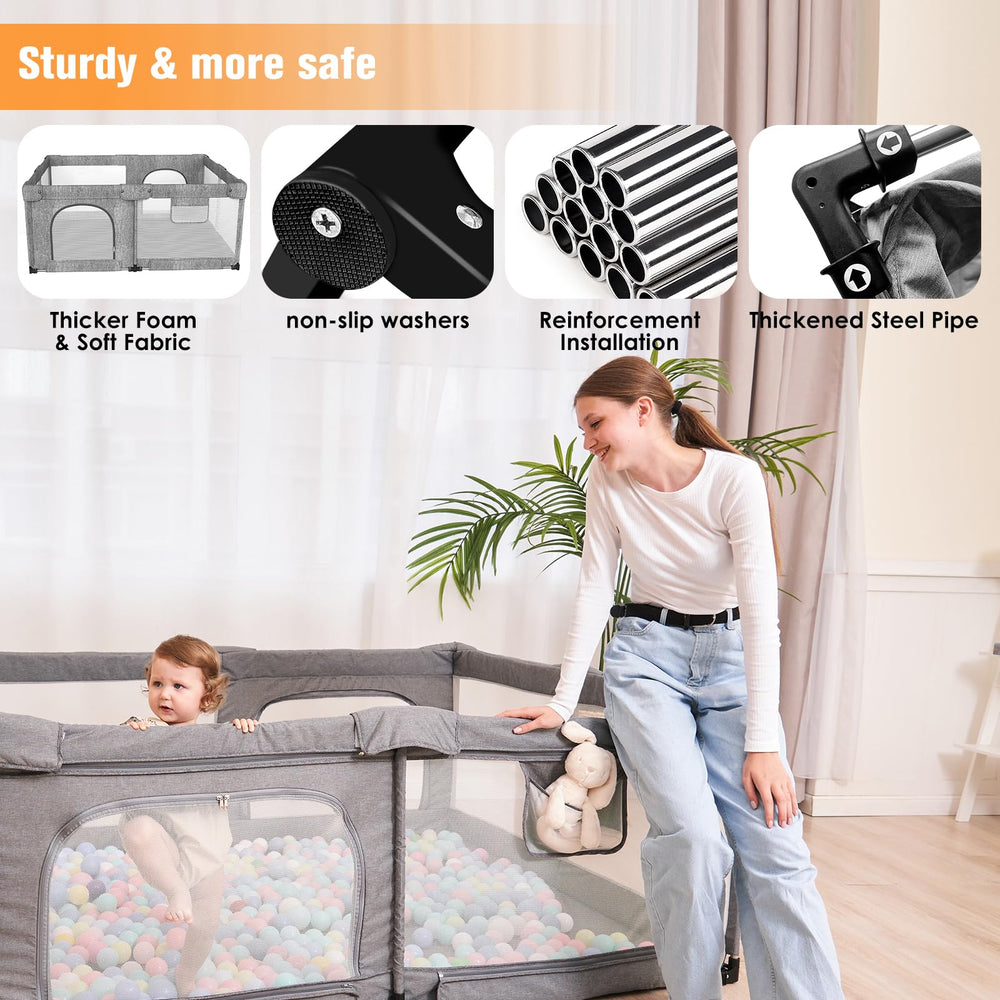 Patywaga playpen suitable for indoors and outdoors, adapts to many spaces.