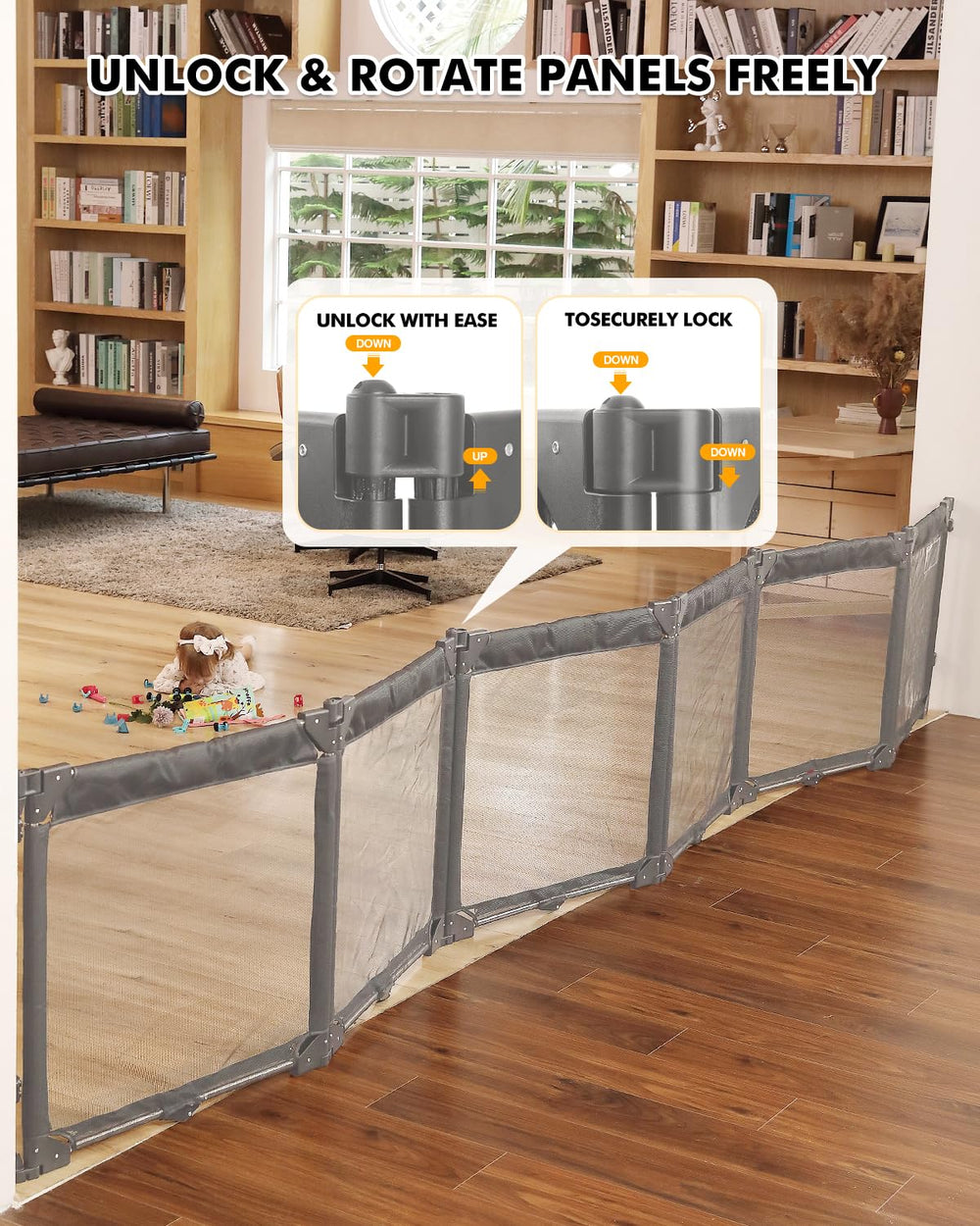 Patywaga six-panel foldable playpen demonstrates compact storage and versatility.