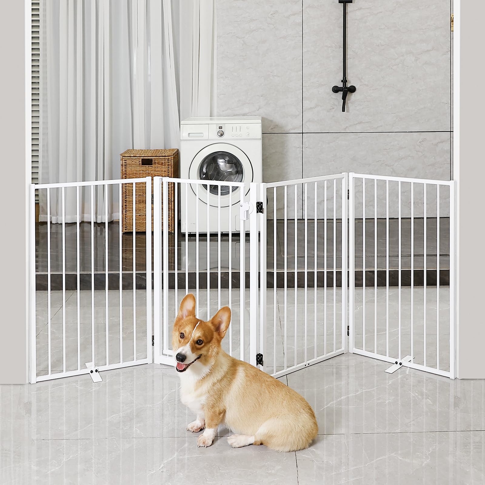 Paulmele gate suited for outdoor decks and porches, keeping pets contained.