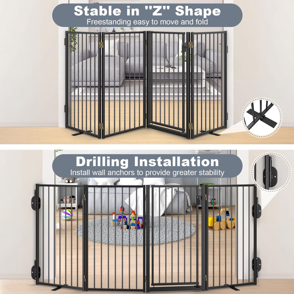 Paulmele dog gate with 360-degree hinge detail enabling versatile shapes