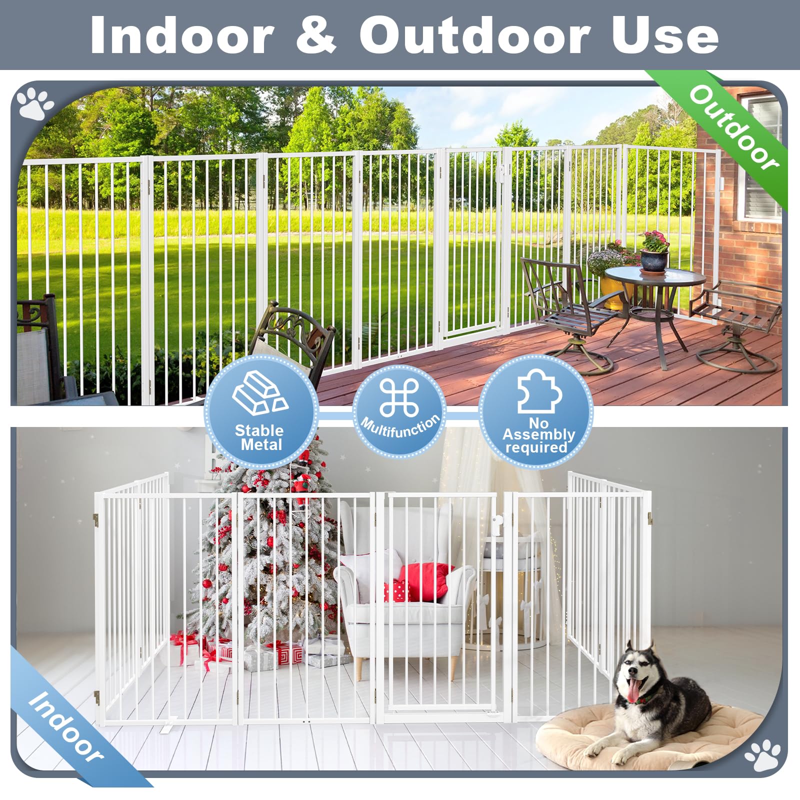 Paulmele freestanding gate folds for easy storage and quick room-to-room use.
